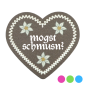 Preview: "Mogst schmusn?-Anstecker in Lebkuchen-Optik - erhältlich bei Glubbal.shop"