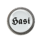 Preview: Gaudi-Brosche "Hasi" in silber für Tracht und Oktoberfest