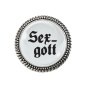 Preview: Gaudi-Brosche "Sexgott" in silber für Tracht und Oktoberfest