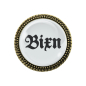 Preview: "Freche Trachtenbrosche Bixn in Bronze mit Sicherheitsnadel und Glaslinse"