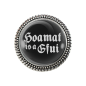 Preview: Schwarze Trachtenbrosche mit Spruch „Hoamat is a Gfui“ in silberner Fassung