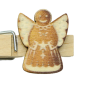 Preview: Handgravierte Holz-Namensklammer mit Lebkuchen-Engerl-Motiv f