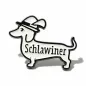 Preview: Metall-Pin Schlawiner mit Dackel als hochwertiger Wiesn-Pin für Lederhose.