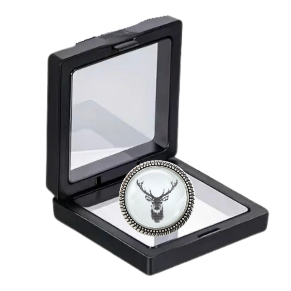 Gaudibroschn – Trachtenbrosche Hirschkopf in Silber mit Geschenkbox