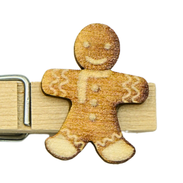 Holz-Glubbal mit Lebkuchenmann-Motiv zur Geschenkbeschriftung, handgraviert