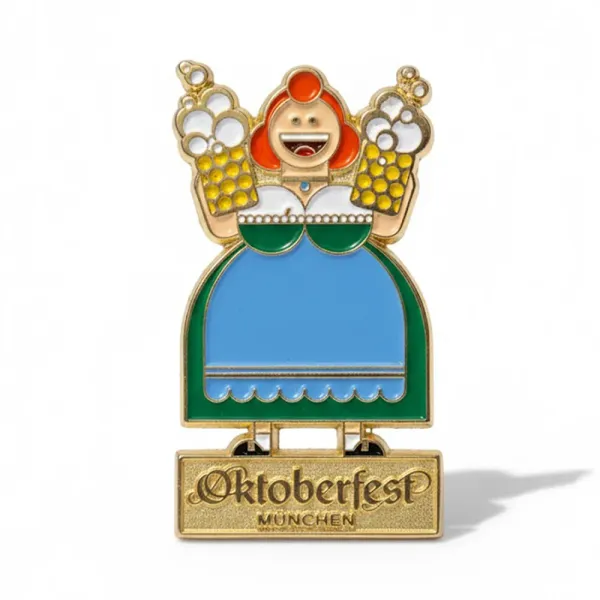 Metall-Pin Happy Bayern Vroni als hochwertiger Wiesn-Pin für Lederhose und Tracht