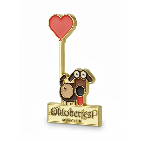 Preview: Metall-Pin Happy Bayern Waldi als Oktoberfest-Pin für bayerische Trachten.