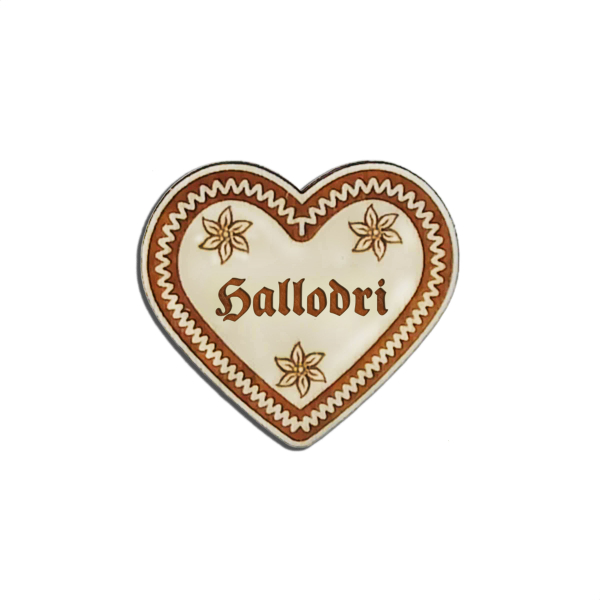 "Hallodri-Anstecker in Lebkuchen-Optik - erhältlich bei Glubbal.shop"