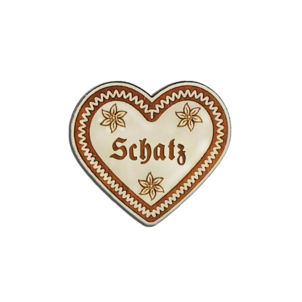 "Schatz-Anstecker in Lebkuchen-Optik - erhältlich bei Glubbal.shop"
