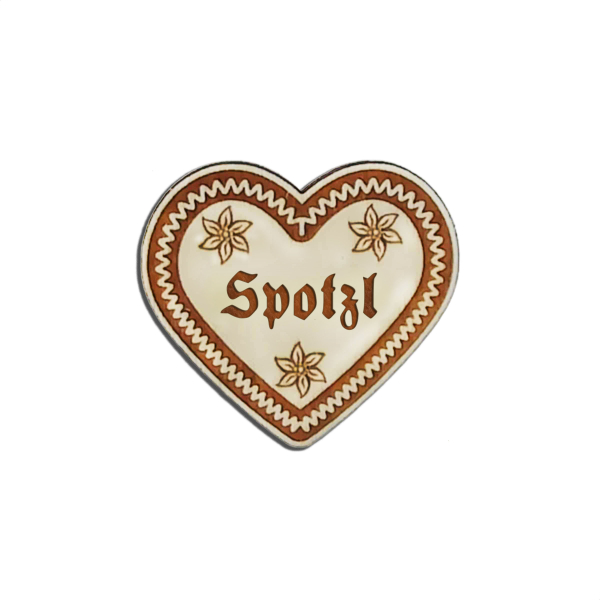 "Spotzl-Anstecker in Lebkuchen-Optik - erhältlich bei Glubbal.shop"