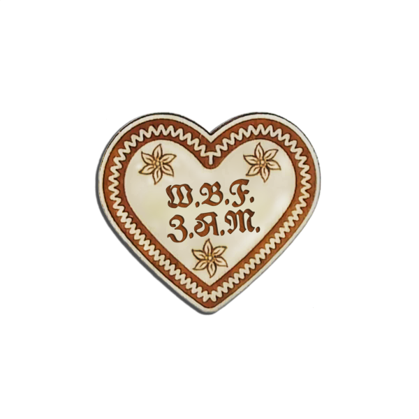 "W.B.F.Z.A.M-Anstecker in Lebkuchen-Optik - erhältlich bei Glubbal.shop"