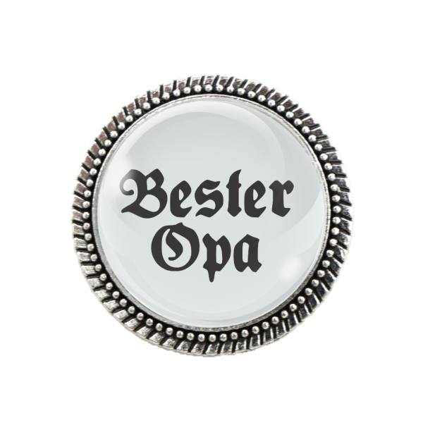 "Bayerische Gaudibroschn mit Spruch 'Bester Opa' als Geschenk"