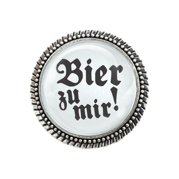 Gaudibroschn "Bier zu mir!" in Silber – Trachtenaccessoire für Lederhose und Dirndl