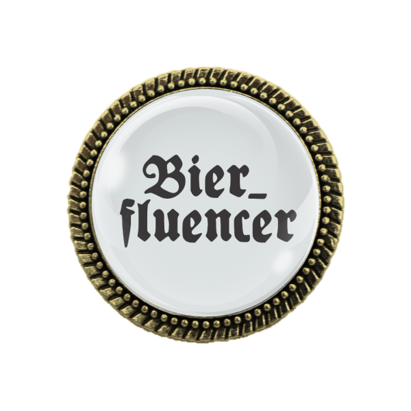 Gaudi-Brosche "Bierfluencer" in bronze, Trachtenschmuck