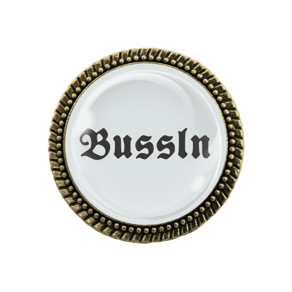 Gaudi-Brosche "Bussln" in Bronze, Trachtenschmuck
