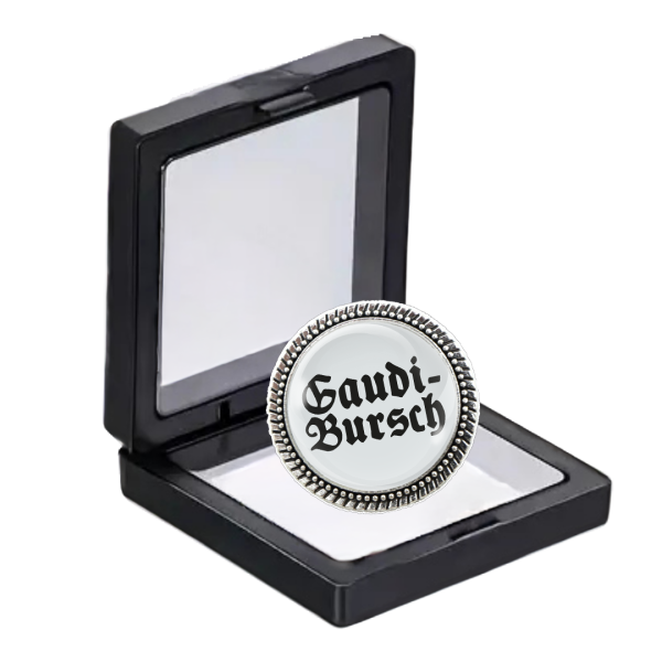 GaudiBroschn – Die Trachtenbrosche in Silber mit frechem Spruch „Gaudi Bursch“ – Ideal als Geschenk.