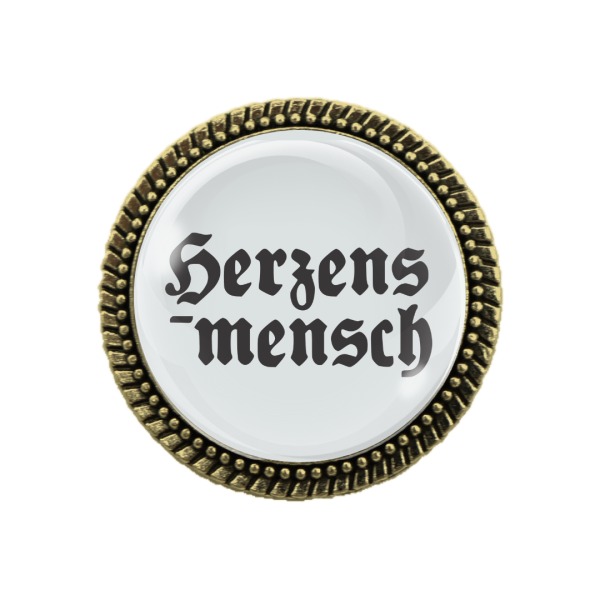 Gaudi-Brosche "Herzensmensch" in bronze, Trachtenschmuck