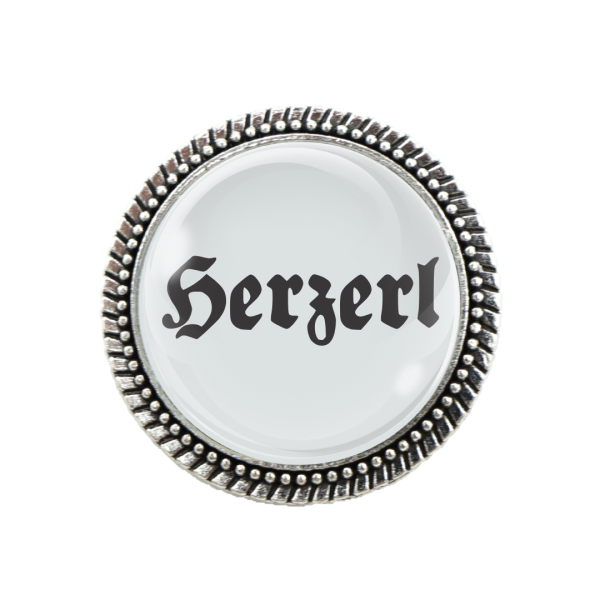 Gaudi-Brosche "Herzal" in silber für Tracht und Oktoberfest