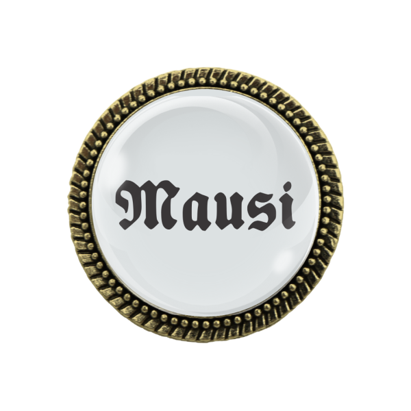 Gaudi-Brosche "Mausi" in bronze, Trachtenschmuck