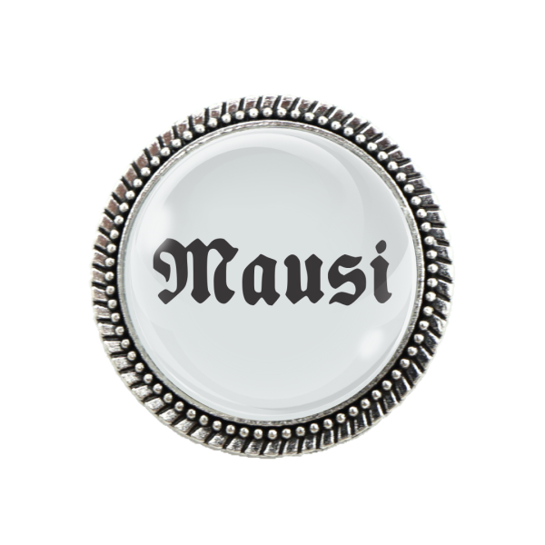 Gaudi-Brosche "Mausi" in silber für Tracht und Oktoberfest
