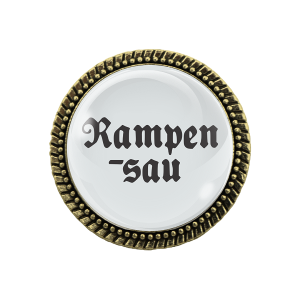 Gaudi-Brosche "Rampensau" in bronze, Trachtenschmuck