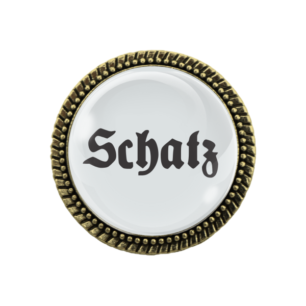 Gaudi-Brosche "Schatz" in bronze, Trachtenschmuck