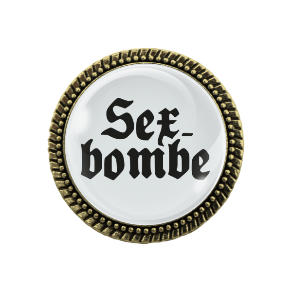 Gaudi-Brosche "Sexbombe" in bronze, Trachtenschmuck