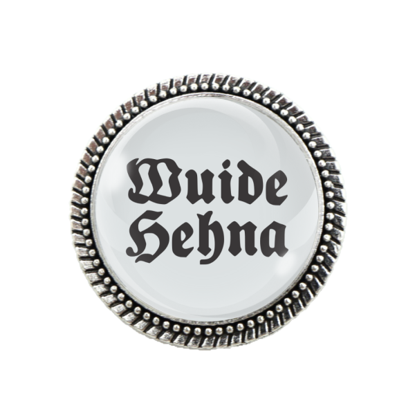 Gaudi-Brosche "Wuide Hehna" in silber für Tracht und Oktoberfest