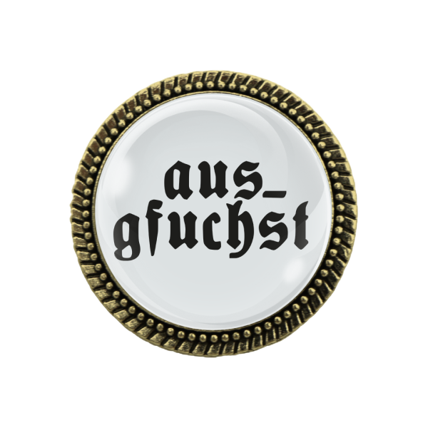 Gaudi-Brosche "ausgfuchst" in bronze, Trachtenschmuck