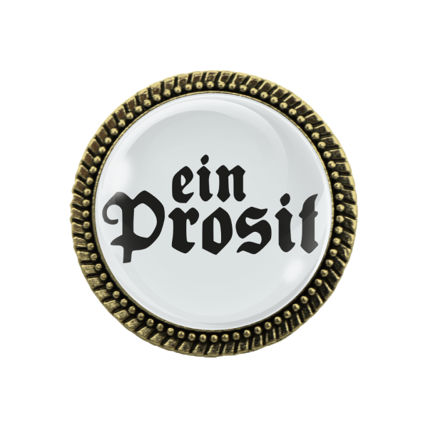 Gaudi-Brosche "ein Prosit" in bronze, Trachtenschmuck