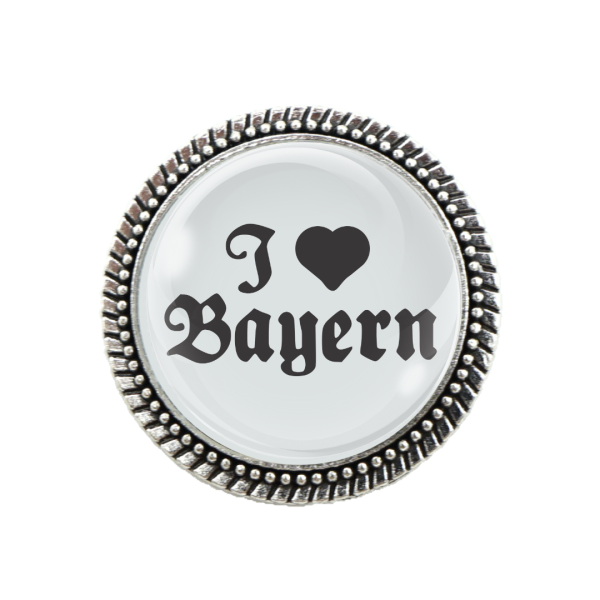 Gaudi-Brosche "I Herz Bayern" in silber für Tracht und Oktoberfest