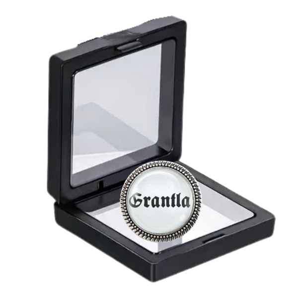 audibroschn "Grantler" in Silber – Humorvolle Trachtenbrosche im Geschenk-Etui