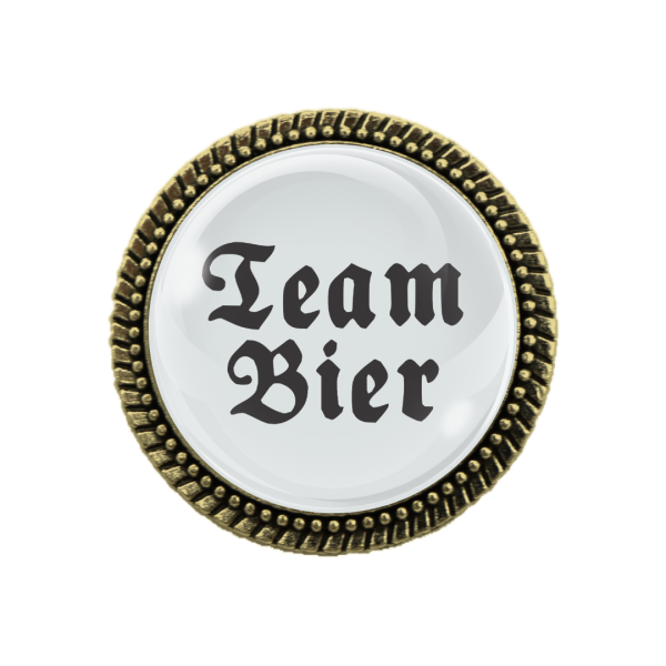 "Trachtenbrosche 'Team Bier' in Bronze – Humorvolles Statement zur Tracht"