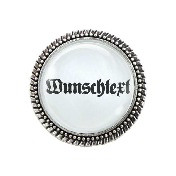 Gaudi-Brosche "Wunschtext" – Leuchtende Farben und hochwertiges Design, erhältlich bei Glubbal.shop