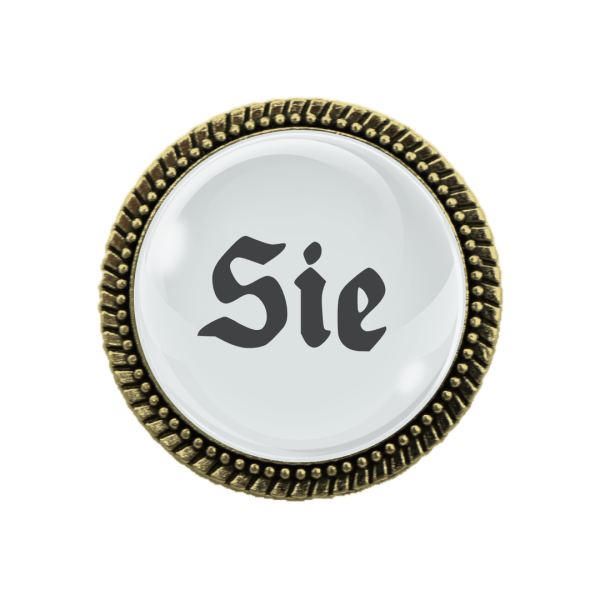 Gaudi-Brosche in Bronze mit "Sie" für die Braut oder Partnerin