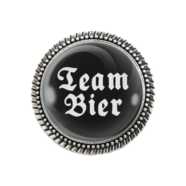 Pracht-Gaudibroschn „Team Bier“ in silberner Fassung