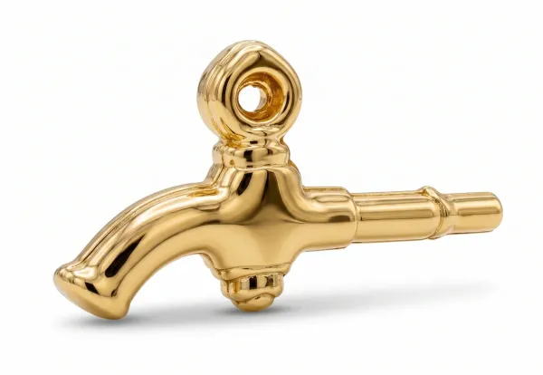 Hochwertiger Wiesn-Pin Zapfhahn in goldener Metalloptik